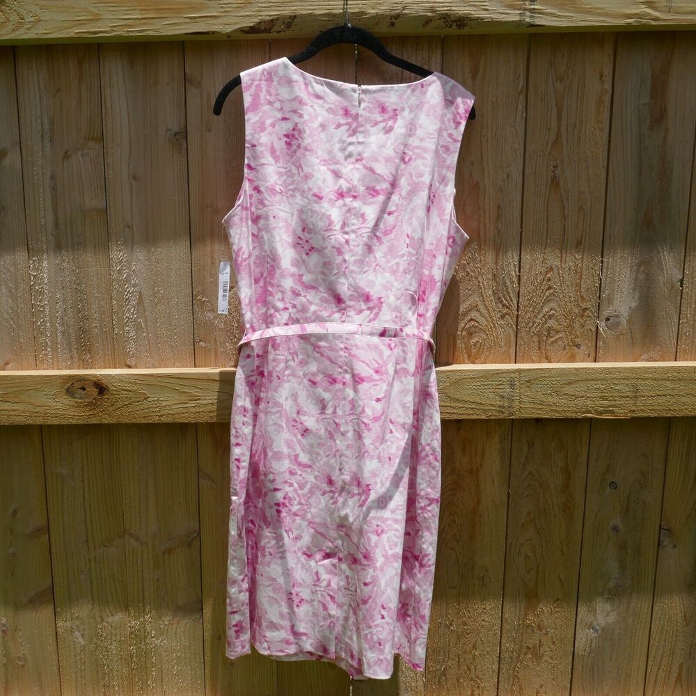Pendleton Sleeveless Sheath Dress Pink Floral Belted Cotton Spandex NWT 14P - Picture 6 of 6